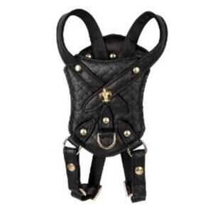 The Black Sparkle Vegan Leather Dog Harness with Matching Leash- Large